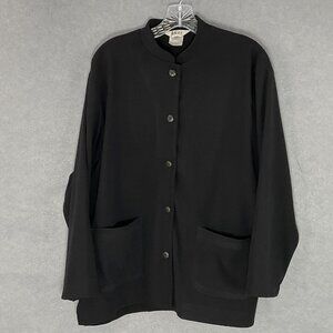 REI‎ Cardigan Womens Sz L Black Button Up Pockets
